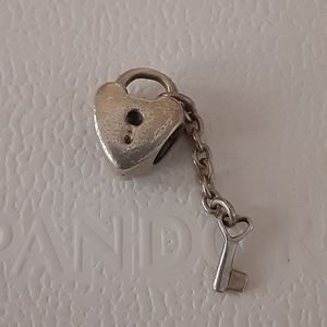 Authentic Pandora Key & Heart Charm